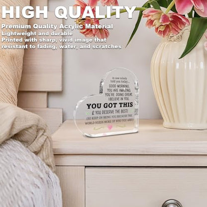 Inspirational Desk Sign Heart Shaped Acrylic Sign Decor - color: Inspirational Quote
