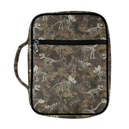 Coldinair Camouflage Dinosaur Bible Covers for Women Bible Case with Bookmark Large Carrying Book Case Church Bag Protective with Pocket and Zipper - color: Camouflage Dinosaur