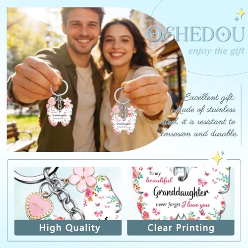 OEHEDOU Butterfly Gifts Keychain For Women Men Family Members Memorial Gift - color: Pink