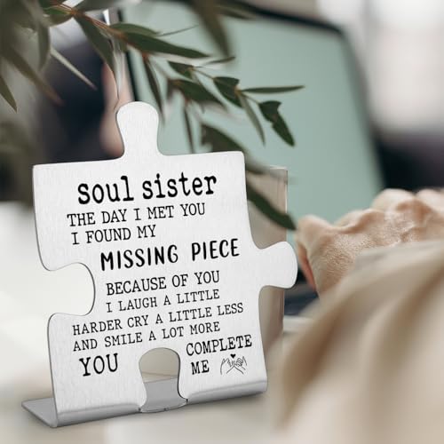 FOKCBOCM Thank You Gift Sisters Women Friend Sister Definition Birthday Gift Her Cute Graduation Christmas Friendship Gift Sister Engraved Block Puzzle Sister Present Funny Office Desk Decor - style: Soul sister