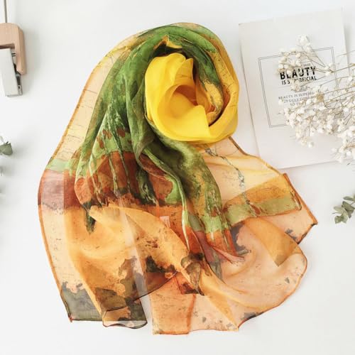 Pokeedioty Scarfs for Women Lightweight Fashion Scarves Elegant Floral Pattern Sheer Scarfs Sunscreen Shawls Wraps - color: P 0141