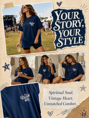 Muicy Womens Psalm 46 5 God is Within Her Christian Bible Verse Oversized T Shirt 2026 Summer - color: Navy, size: Medium