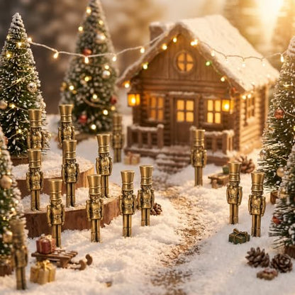 Civaner 50 Mini Christmas Nutcracker Figurines, Tiny Brass Christmas Decor - style: Nutcracker