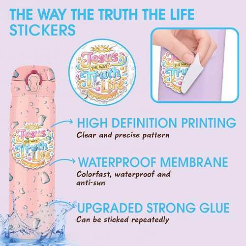 Jesus The Way The Truth The Life Sticker 3Pcs Decals Vinyl Waterproof Christian Inspirational Decor & Party Favors for Laptop, Water Bottle... | Non-Repeating Decals, High-Definition Print - color: Jesus the Way the Truth the Life