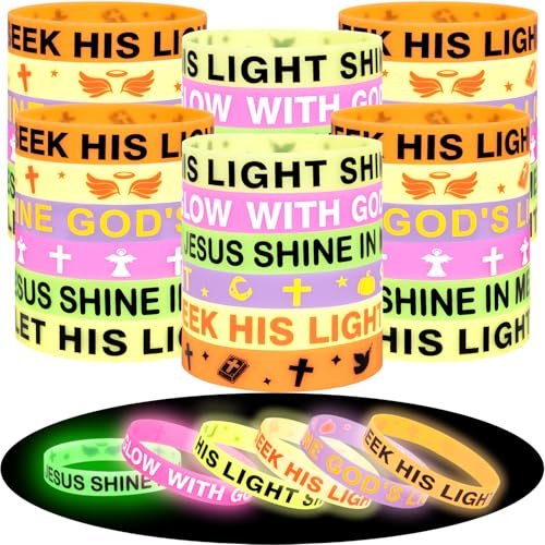 Moon Boat 144pcs Christian Halloween Party Favors – Bulk Glow in the Dark Silicone Bracelets with Jesus, Gifts for Kids, Classroom Prizes, Treat Bags, Goodie Bag Stuffers