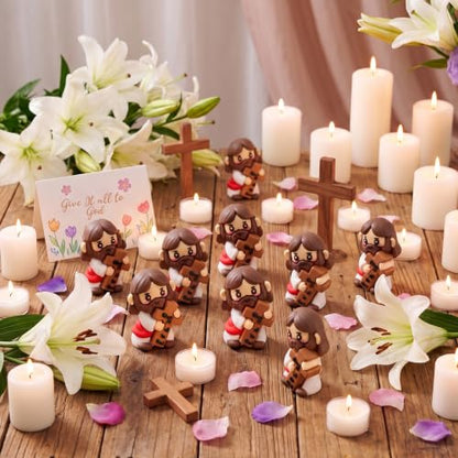 Junkin 40 Sets 1.57 Inch Little Jesus Figures Religious Christian Gifts - style: Give It All to God