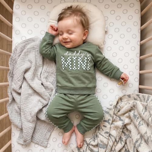 Kupretty Baby Boy Clothes Dad's Little Dude Sweatshirt Pants Set - color: Daddy's Mini-green, size: 0-6 Months