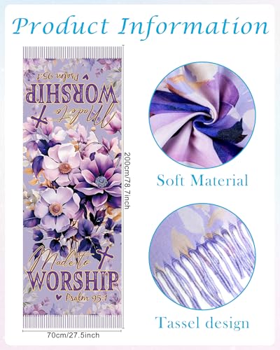 Bozidol Prayer Shawl for Women Christian Floral Cross Bible Verse Scarf Clothes for Christmas Mothers Day Birthday Gifts - color: Psalm 95:1