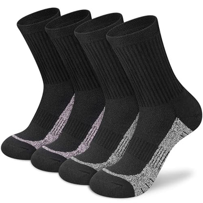 cuangya Women Crew Socks Athletic Cushioned Running Hiking 3-5 Pairs - color: 4 Pairs Black, size: 10-12