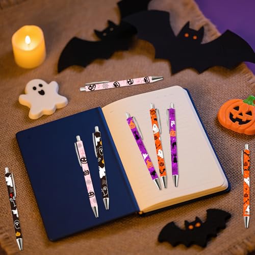 Wxiben Halloween Ballpoint Pens Set - 16 Pcs Glitter Ghost Pumpkin Pens Bat Black Cat Smooth Writing Ball Point Pen Halloween Holiday Gifts for Women Men Home Party Office Stationery School Supplies - color: Halloween