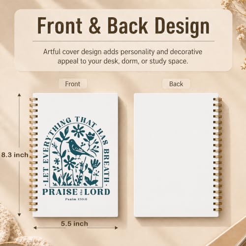 Christian Floral Bird Spiral Notebook 5.5x8.3 Inch - color: pattern-6
