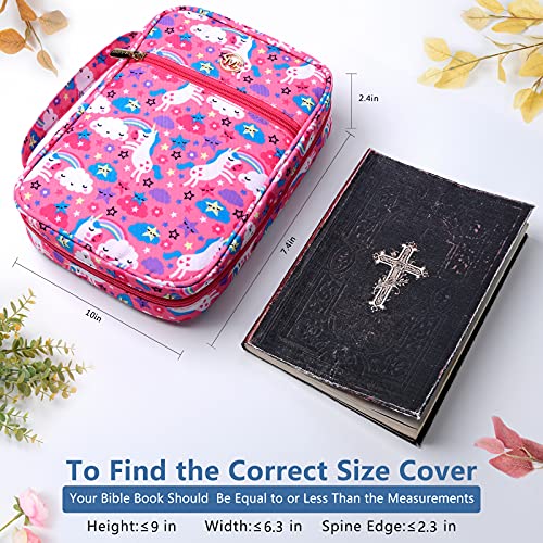 G-LEAF Bible Cover Case/Book Cover Floral Pattern with Handle Fits for Standard Size Bible, 9 x 6.3 x 2.4 in, Pink - color: Unicorn Dream