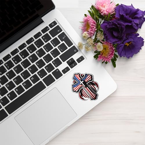 American Flag Cross Sticker 5 Inch Waterproof Christian Faith Vinyl Decal Patriotic USA Religious Graphic for Car Truck Laptop Window Water Bottle Bumper - color: 06