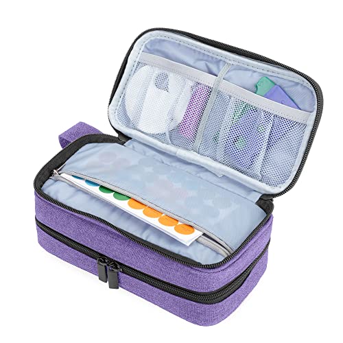 LUXJA Double-Layer Essential Oil Case Holds 12 Bottles, Purple - color: Purple