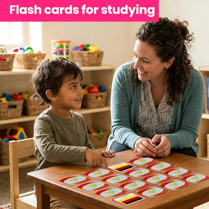 Menique Flags of Europe Memory Matching Game – 100 European Flags Flash Cards (50 Pairs) with Countries & Capitals – Educational Geography Family Game for Kids and Adults - style: Flags of Europe