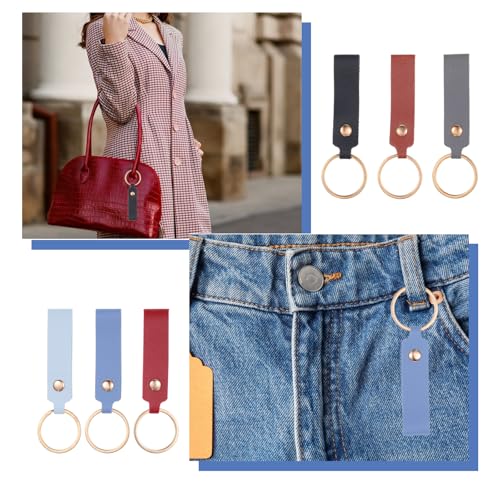 20Pcs PU Leather Keychain Blanks, Rectangular Leather Keychain Blanks with Keychain Rings, Key Fob Kit for DIY Engraving Key Chains Craft