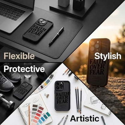 Bible Phone Case Faith Over Fear Christian Bible Verse Psalms 118:6- TPU Frame Full-Body Protective Cover for iPhone 17/16/15/14/13 Pro Max, Pro, Plus - IP 16 Plus Black - color: Black, size: iPhone 16 Plus