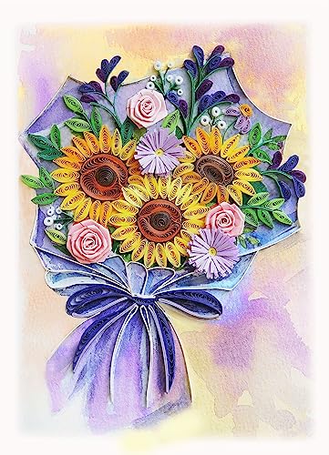Sympathy Sunflower Quilling Card, 5 x 7 inches, Thank You - color: Fabulous Sunflower