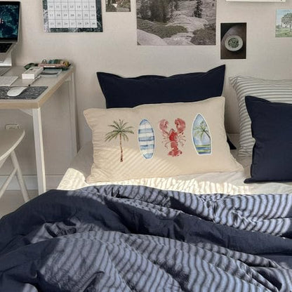 Surf Beach Room Decor, Coastal Beach 12x20 Pillow Cover - color: 01-coastal Pillow Cover-retro(white)