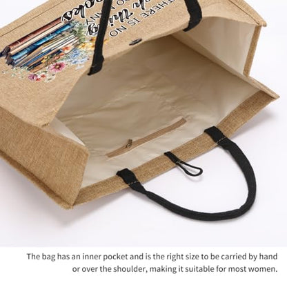 Book Tote Bag Christmas Librarian Bookish Gifts for Women Readers Book Lover - color: There is No Such Thing as Too Many Books 1