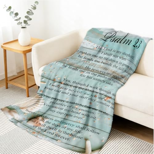 Psalm 23 Blankets and Throws Coastal Christian Decor Soft Bible Verse Blankets for Bed Couch Women Men Kids Adults Religion Spiritual Gifts 59"x78" - color: Teal, size: 59"x78"
