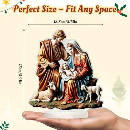 Menolana Virgin Mary and Jesus Statue 2D Acrylic Jesus Figurine Religious Holy Family Statues for Living Room Bedroom Home Tabletop Decor