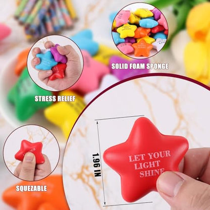 64 Pcs Christian Star Stress Balls Bulk for Kids Jesus Bible Quotes Motivational Balls Mini Foam Stress Relief Star Ball Toy Colorful Squeeze Fidget Office Stress Anxiety Relief Toy Party Favors