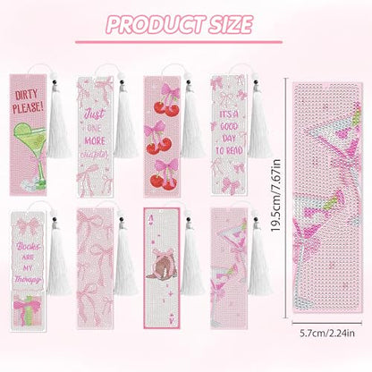 Pink Bow Diamond Art Bookmarks, Diamond Painting Book Marks for Adults - style: Pink Bow