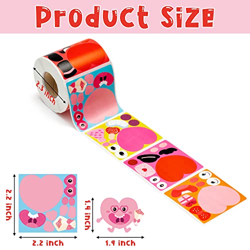 Haooryx Cartoon Heart DIY Sticker, 300 Pcs Make You Own Sweet Heart 1 Roll - style: Valentine's Day Heart-shaped 1Roll