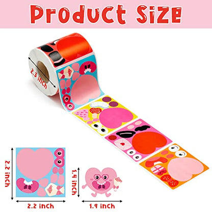 Haooryx Cartoon Heart DIY Sticker, 300 Pcs Make You Own Sweet Heart 1 Roll - style: Valentine's Day Heart-shaped 1Roll