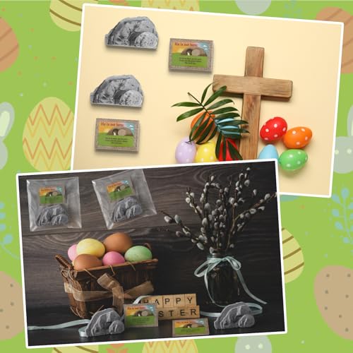 12 Empty Tomb Easter Scene 3.15 Inch with Card Sets Christian Wooden Empty Tomb Easter Decorations Resurrection Scene Basket Stuffers for Egg Hunt Prizes Gifts Church Religious Party Favor