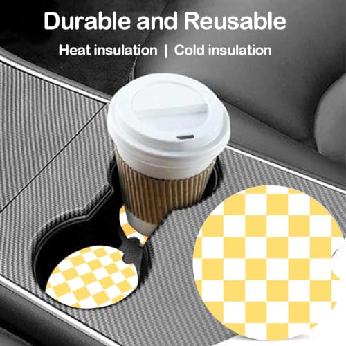 Ceramic Car Coasters – Absorbent Car Cup Holder Coaster Set for Women, Cute Aesthetic Car Accessories for Girls, 2 Pack (Desert Yellow) - color: Desert Yellow