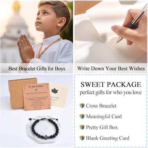 EFVISD Cross Bracelet for Boys Kids Mens Son Grandson Nephew Brother - color: Brother
