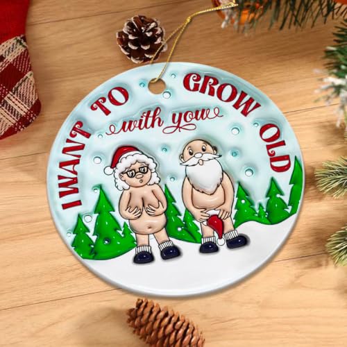 Couples Christmas Ornament, Unique Funny Christmas Ornaments, Couples Gifts - color: Old Couple