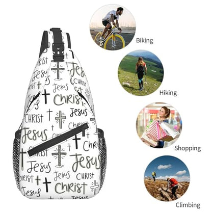 Jesus Christian Cross Crossbody Sling Bag For Women Men Adjustable Chest Bag Cute Shoulder Backpack Daypack For Sport Travel Hiking - color: Jesus Christian Cross 6