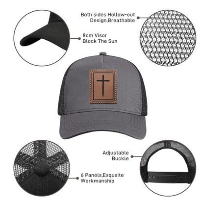 Christian Hats for Men Women, Faith Over Fear Hat - color: Cross Gray