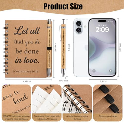 40 Pcs/20 Set Christian Gifts Spiral Notebooks Bulk Journals with Christian Pens Prayer Journal for Women and Men, Father Day Gifts for Church Members, Bible Study Groups & Religious Families,Small Notepad (4.33" x 5.43") - size: 20 Set