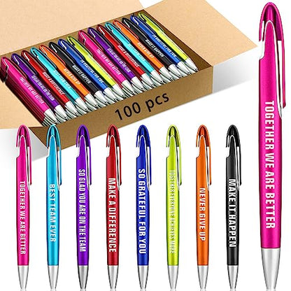 Lincia 100 Pcs Employee Appreciation Ballpoint Pen, Medium Point, Black Ink - style: Employee Appreciation