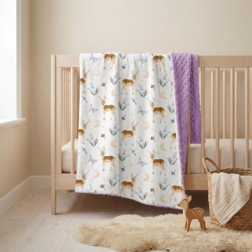 Fleece Baby Blankets for Girls & Boys, Infant Toddler Blanket - color: Purple Deer