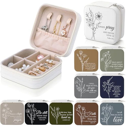 Tondiamo 10 Pcs Christian Gift for Women Religious Jewelry Case Travel Bulk - color: Boho Christian