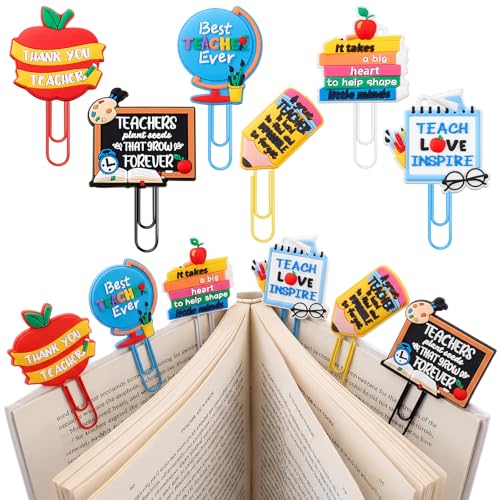 6 Pcs Cute Teacher Paper Clips Bookmarks for Teacher Appreciation Gifts - style: Teacher Classic