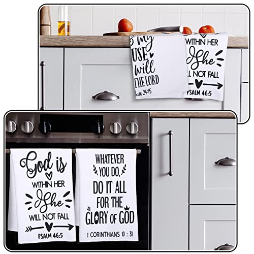 Funtery 4 Pcs Christian Dish Towels Bible Verse Kitchen Towels