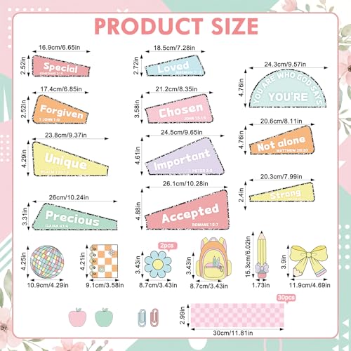 Gueevin 52 Pcs Pastel Christian Bulletin Board Decoration Set for Classroom