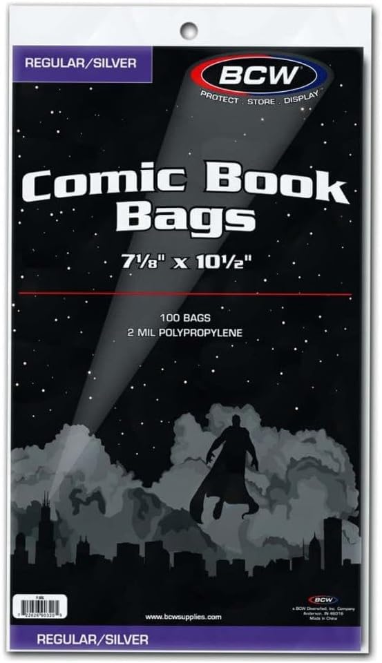 BCW Silver Age Comic Bags (500 Pack) – Acid-Free Archival Comic Book Bags for Silver Age Comics | Crystal Clear BCW Comic Book Bags for Collection Storage - size: 500 Pack