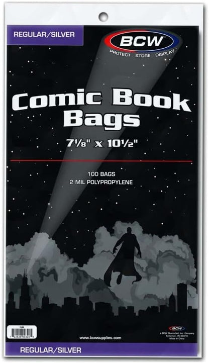 BCW Silver Age Comic Bags (500 Pack) – Acid-Free Archival Comic Book Bags for Silver Age Comics | Crystal Clear BCW Comic Book Bags for Collection Storage - size: 500 Pack