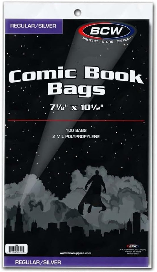 BCW Silver Age Comic Bags (500 Pack) – Acid-Free Archival Comic Book Bags for Silver Age Comics | Crystal Clear BCW Comic Book Bags for Collection Storage - size: 500 Pack