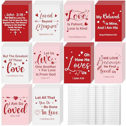 Gilprop 50 Pcs Christian Valentines Notebooks Jesus Bible Notepads Gifts Bulk Religious Scripture Prayer Inspirational Journals Gifts for Church Catholic Members Sunday School Friends(Valentine's Day) - style: Valentine's Day