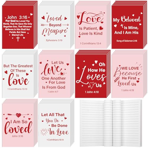 Gilprop 50 Pcs Christian Valentines Notebooks Jesus Bible Notepads Gifts Bulk Religious Scripture Prayer Inspirational Journals Gifts for Church Catholic Members Sunday School Friends(Valentine's Day) - style: Valentine's Day