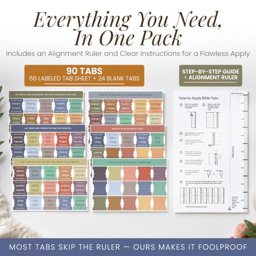 90 Christian Bible Tabs for Women, Men, Kids - Bohemian Version - color: Boho Multicolor