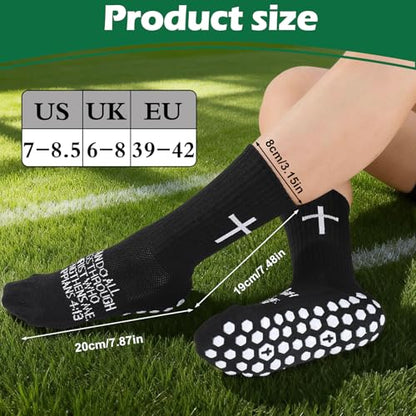 4/6 Pairs Christian Anti Slip Bible Verse Cross Print Socks - color: Black 3:5